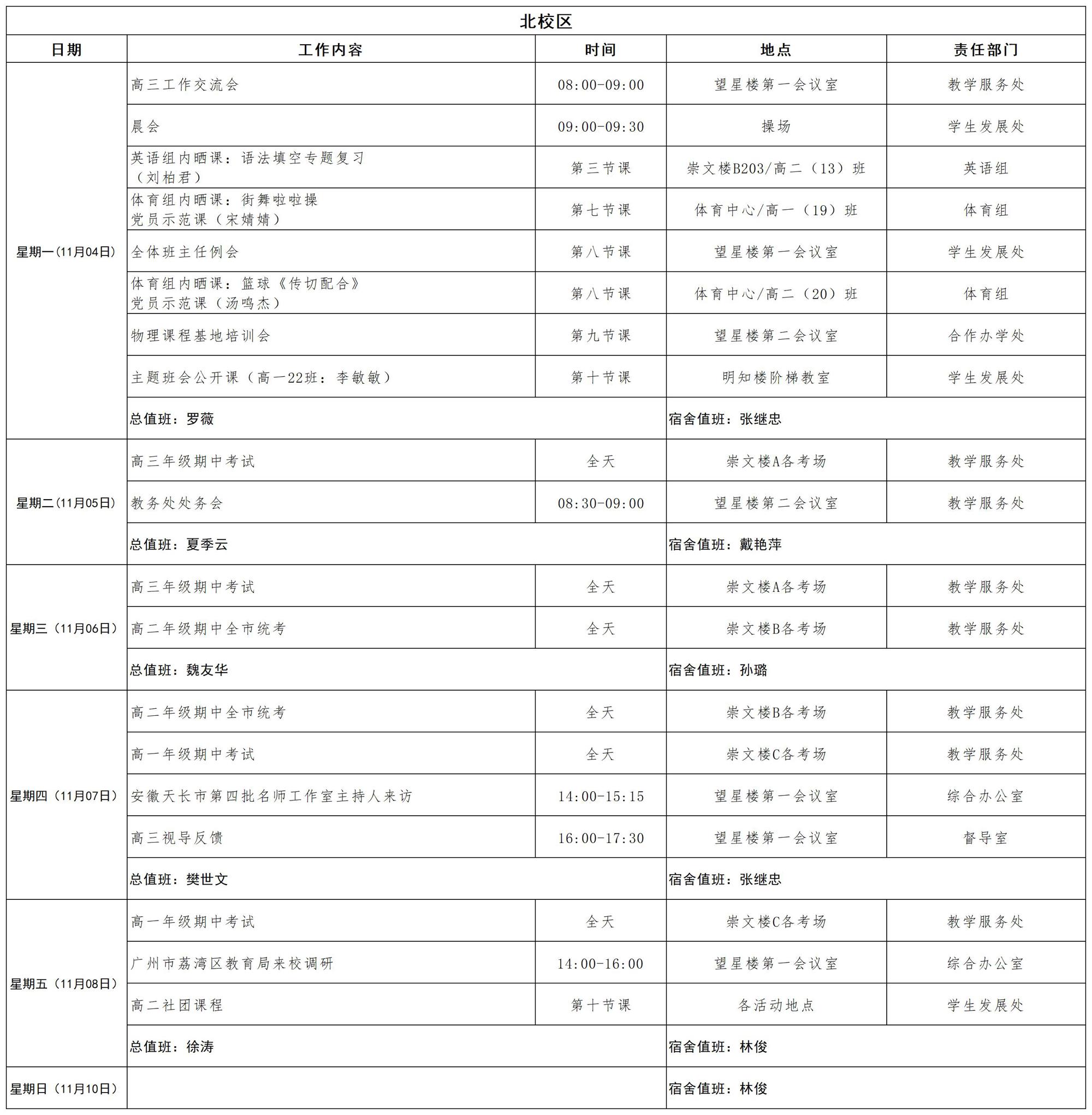 2024-2025学年第一学期日程_第十周 