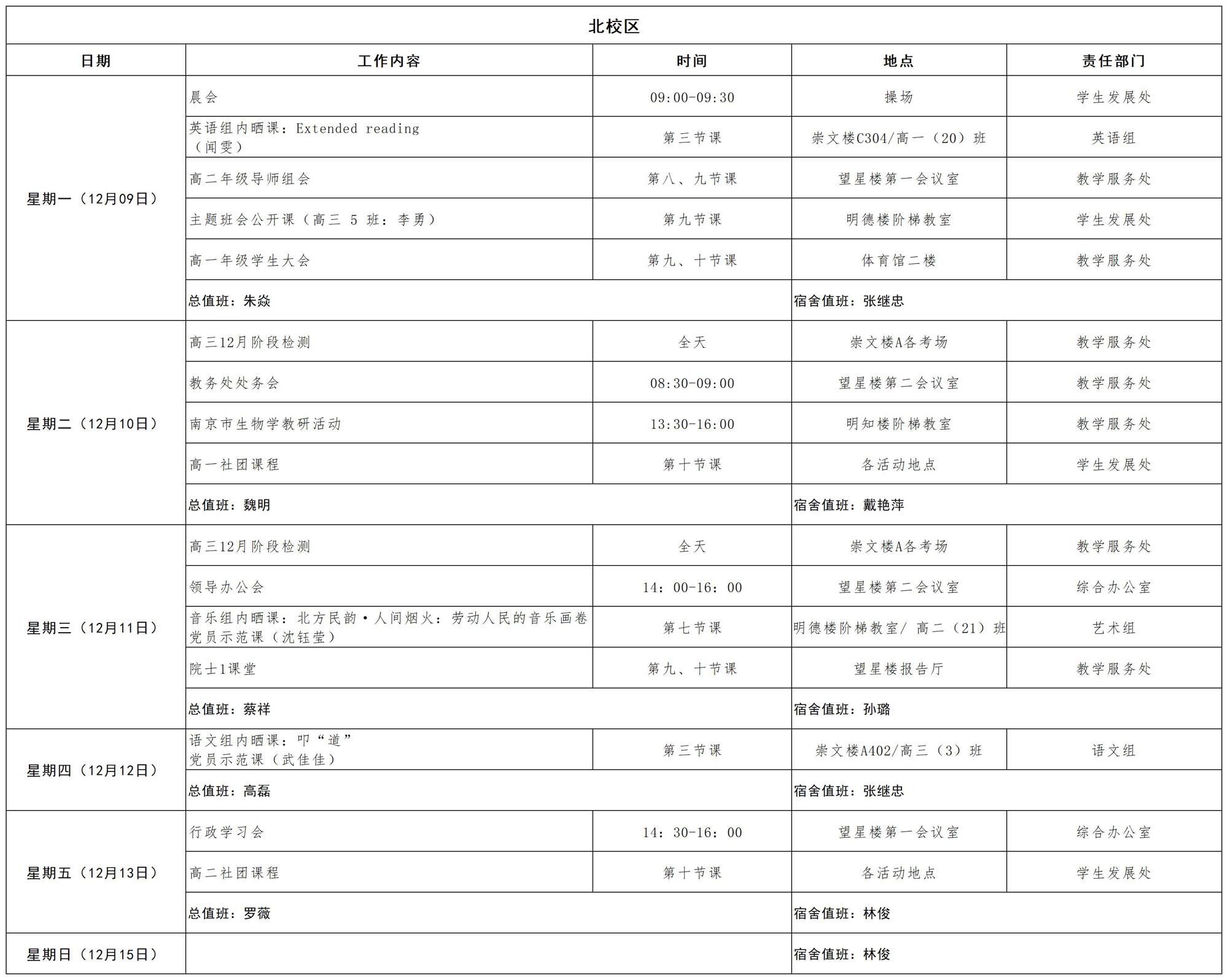 2024-2025学年第一学期日程_第十五周 