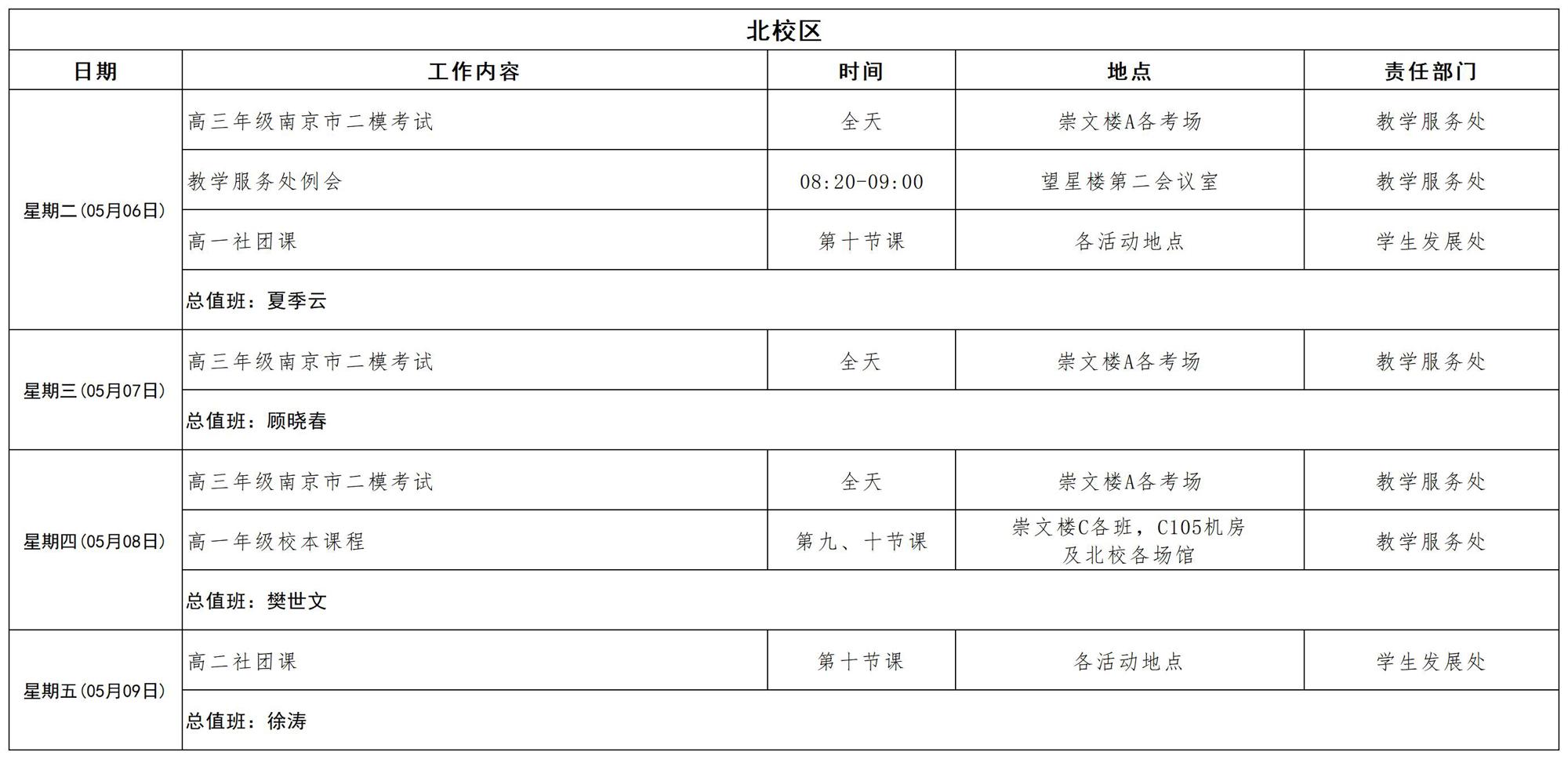 2024-2025学年第二学期日程_第十三周 