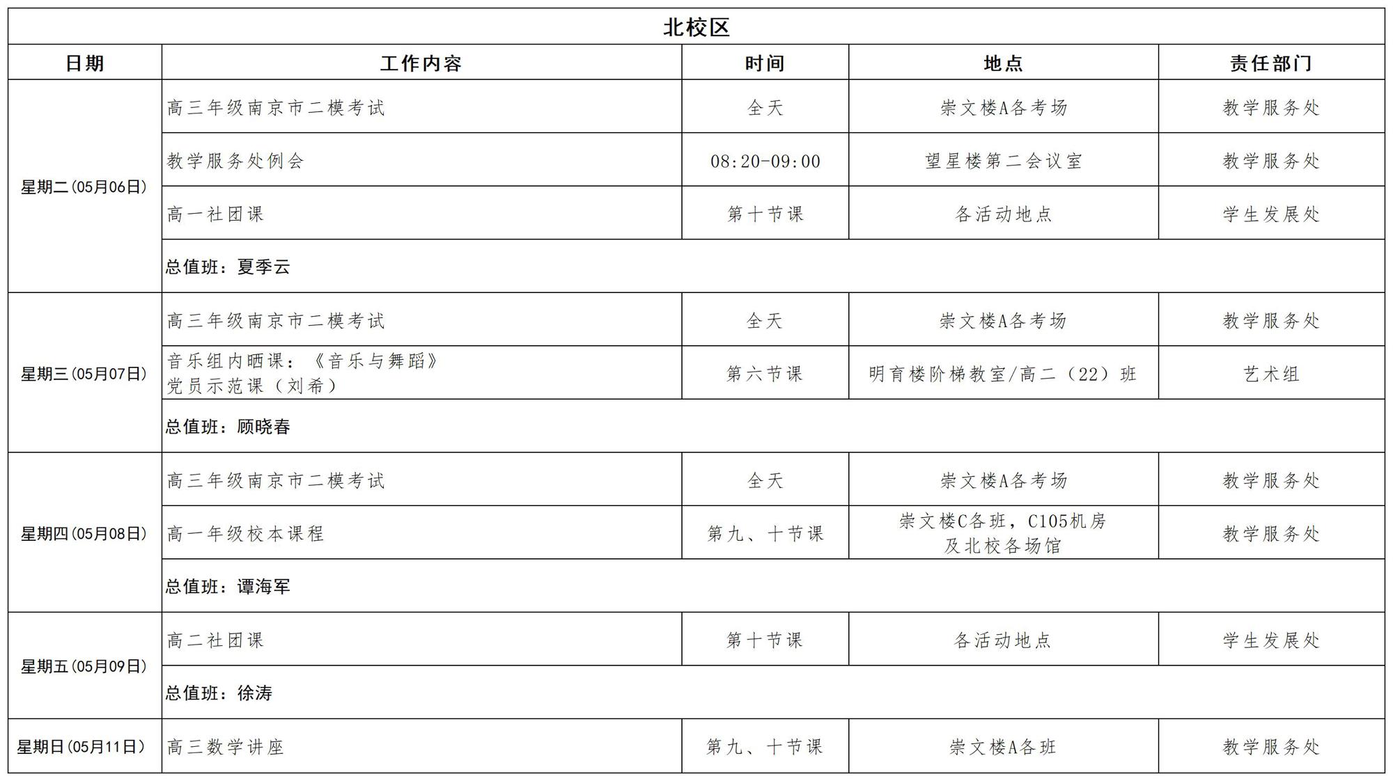 2024-2025学年第二学期日程_第十三周 