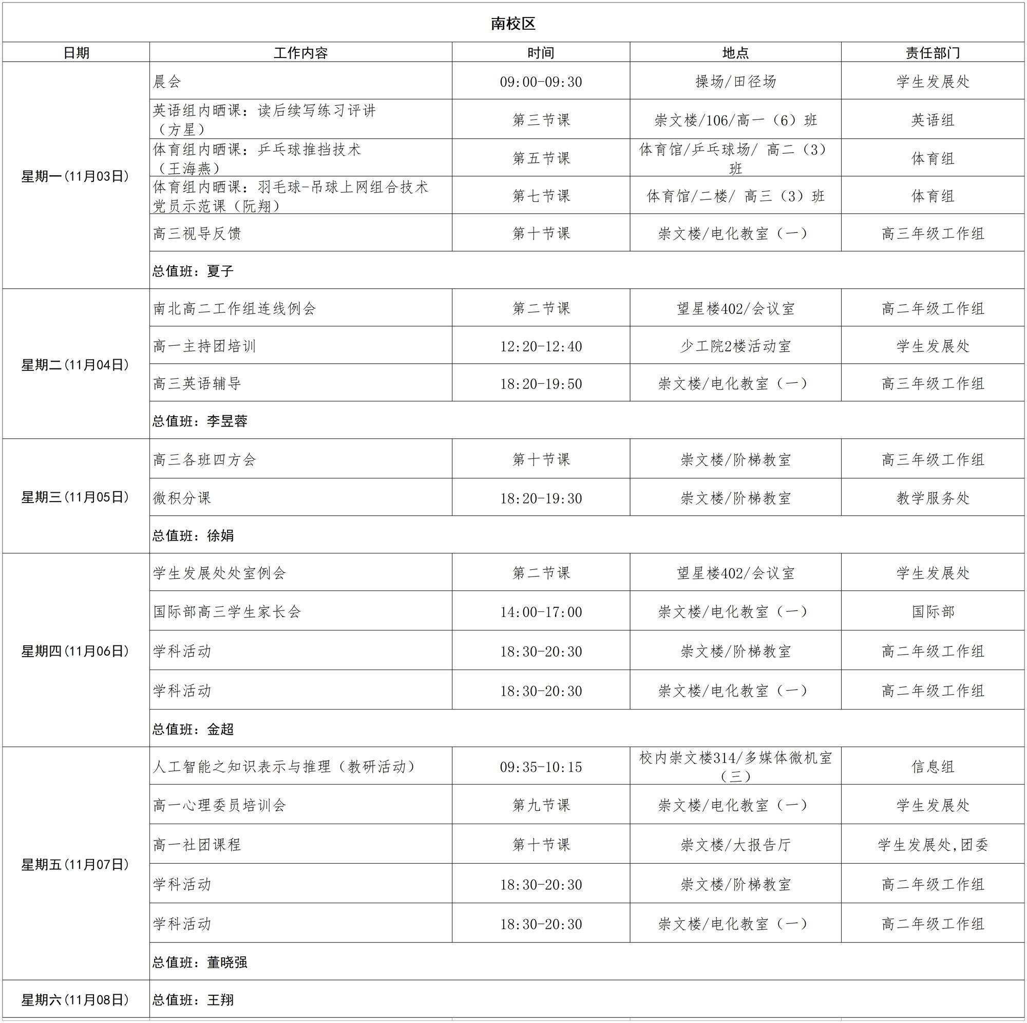 第七周南日程（校园网用）_第十周  
